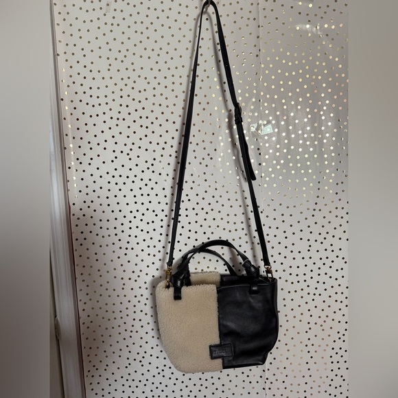 STAUD Ida Mini Leather & Genuine Shearling Tote Bag - Picture 1 of 10